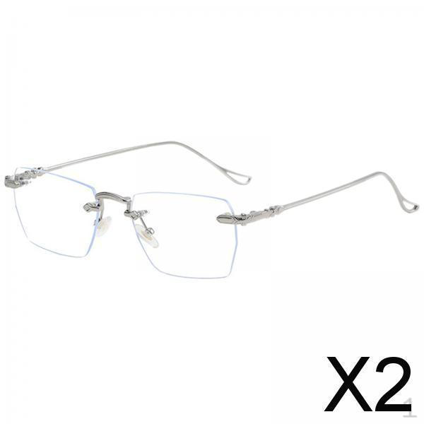 

2x Очки Прозрачные Блокирующие Плоские Зеркальные Очки Без Оправы Легкие для Мужчин Женщин