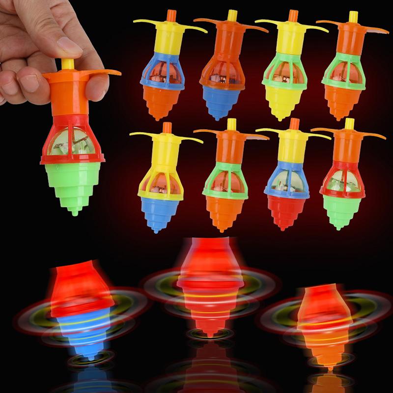 5/10/20pcs LED Light Up Spinning Tops Glow Rotating Gyro Kids Birthday Party Favors Pinata Filler Toys Boy Girl Christmas Gifts