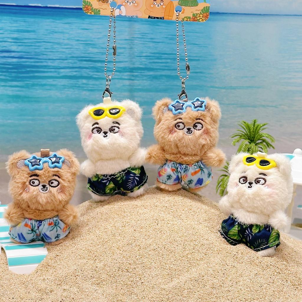 Keychain Plush Bear Pair With Beach Pants Design For Students And Gift Giving