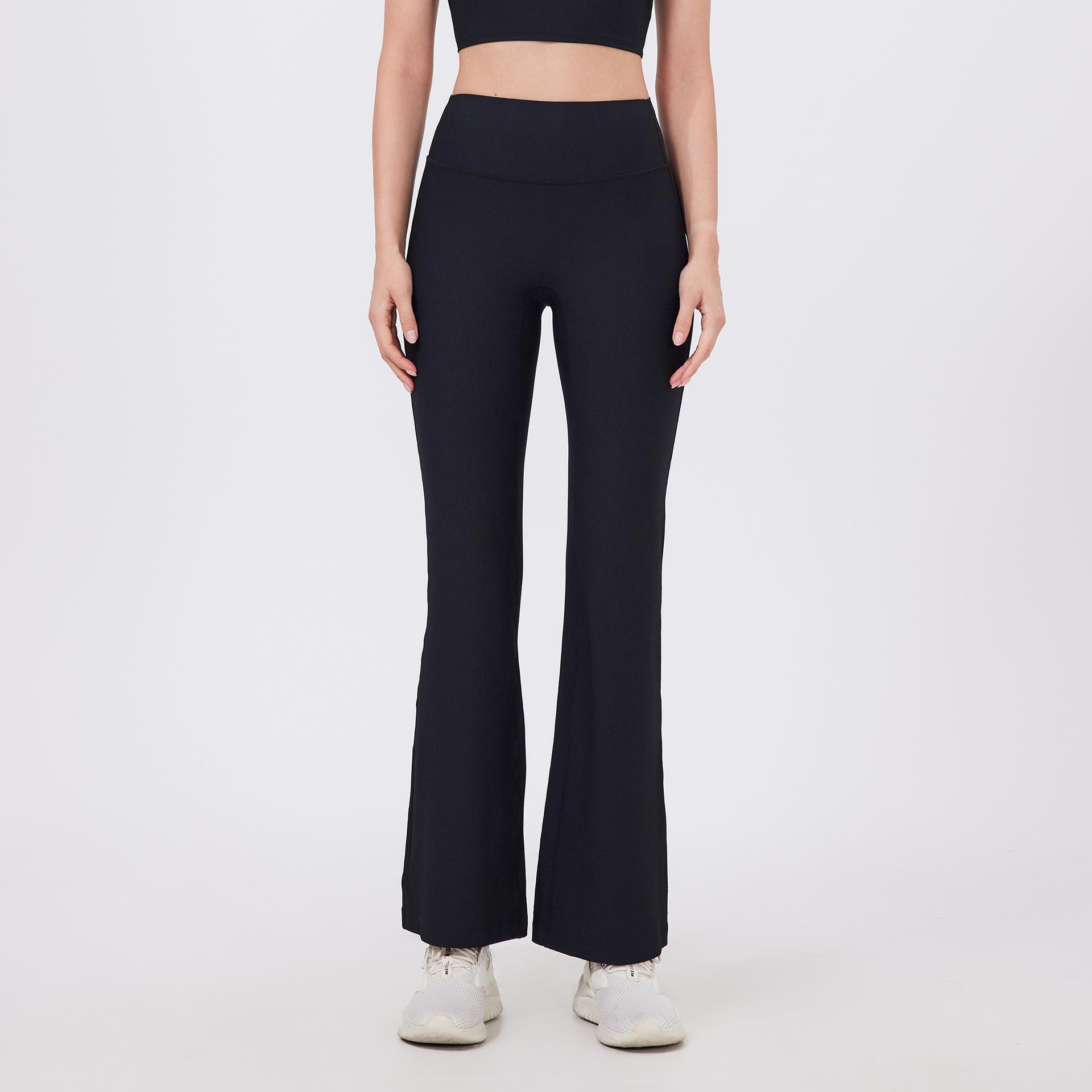 

Спортивные брюки Йога Расклешенные брюки Не мнущиеся Спортивные брюки с широкими штанинами Фитнес-брюки С высокой талией Подтягивающие бедра Танцевальные микро-брюки XL чёрный