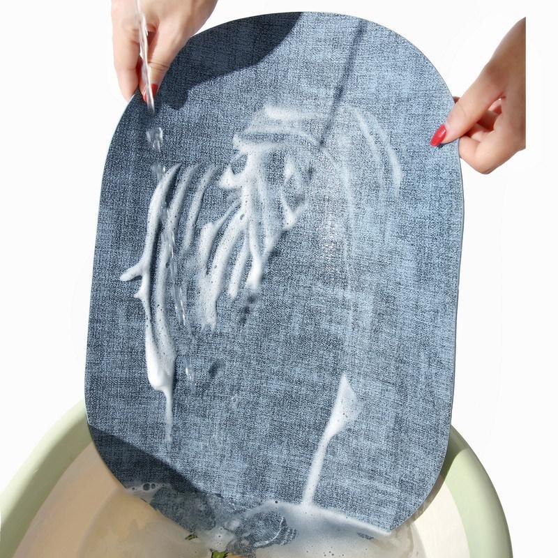 INS Fabric Pattern PU Faux Leather Placemats Waterproof Oilproof Heat Insulation Pad Dining Table Kitchen Counter Mats Pads
