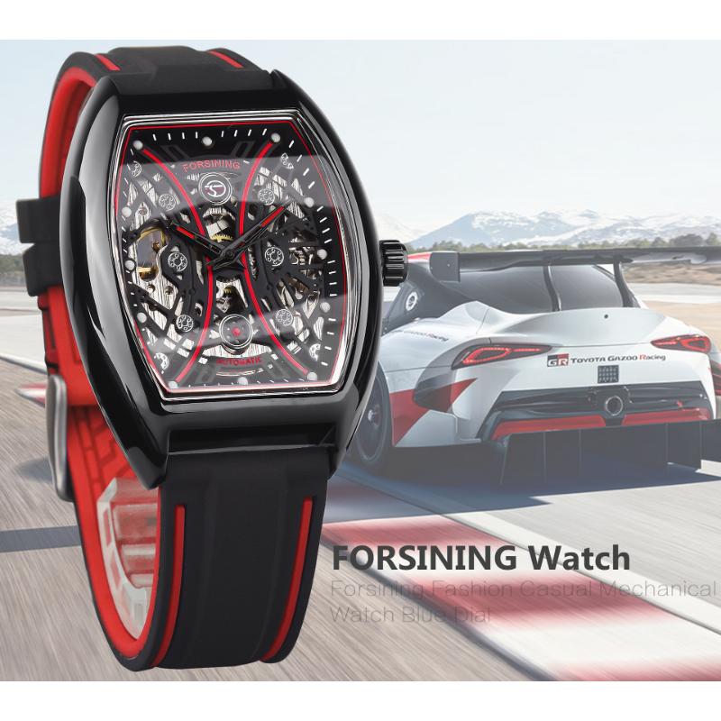 Forsining Men Fashion Motorcycle Street Hipster Hollow Mechanical Watch