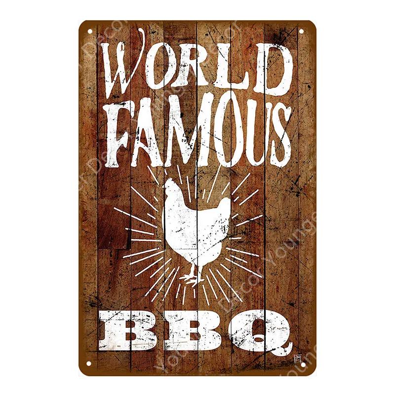 BBQ Steak House Grill Party Vintage Poster Wall Decor For Bar Pub Kitchen Home Plate Barbecue Metal Signs Painting Plaque YJ187