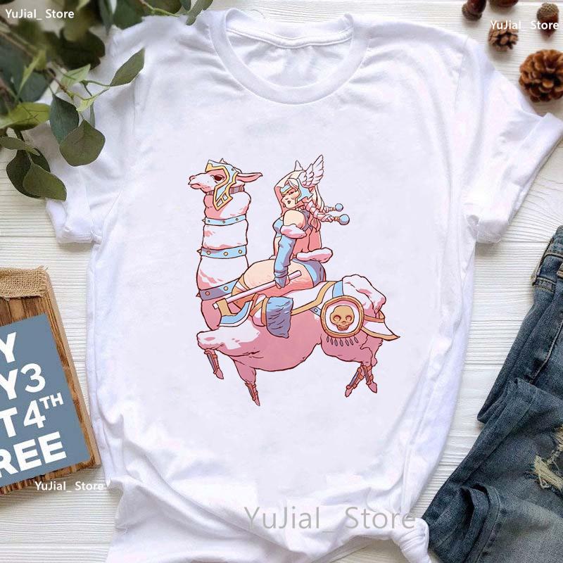 Kawaii Alpaca With Flowers And Coffee Print T Shirt Girls Summer Short Sleeve Tshirt Femme Fashion Tops Tee Shirt Female