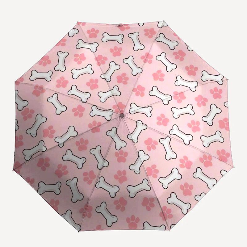 1pc Dog Bone Footprint Pattern Umbrella with Plastic Handle,Suitable for All Seasons Home Travel Outdoor UmbrellaB1855