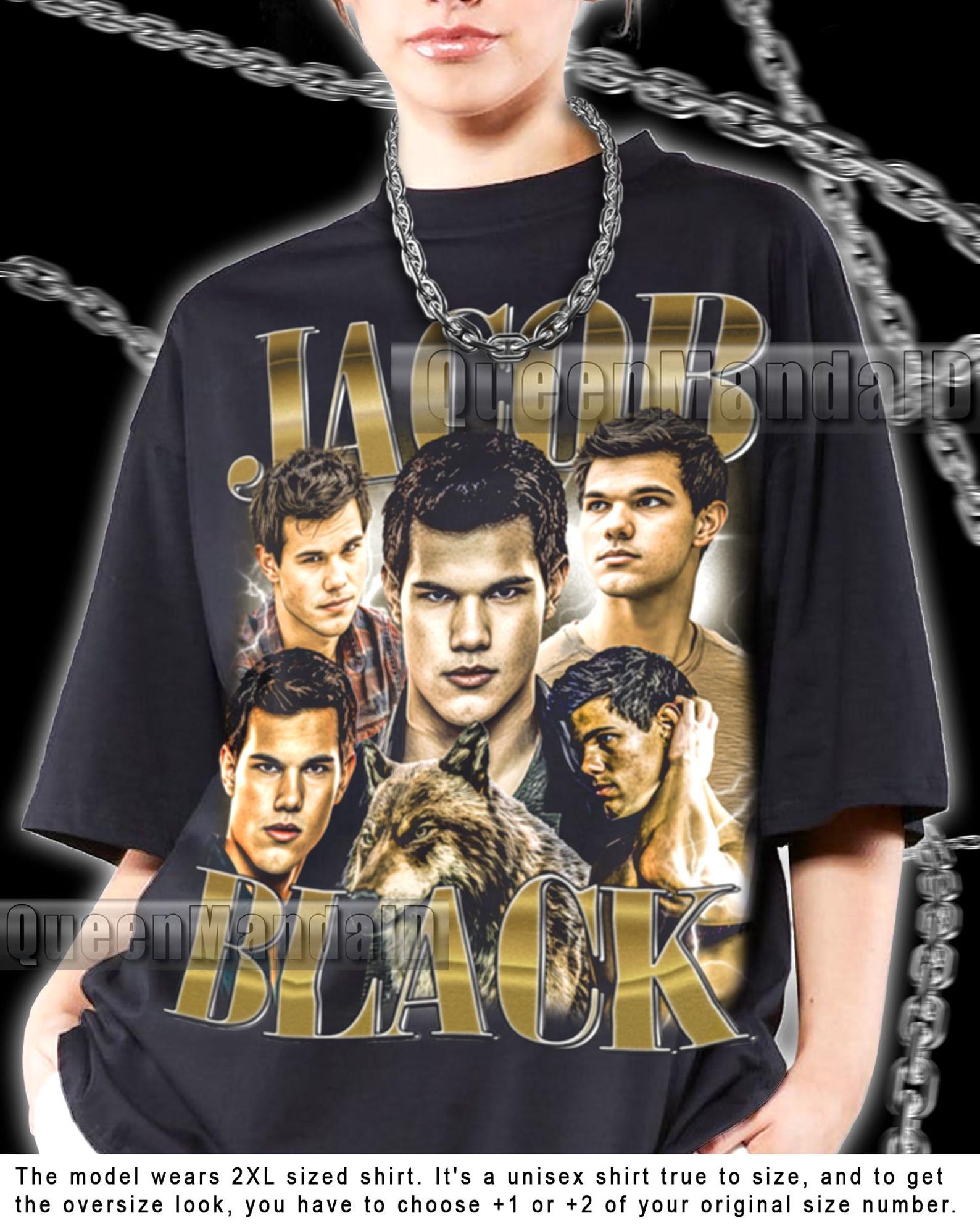 Jacob Black Shirt 90s Retro Fan Tee, Unisex Movie T-Shirt, Bootleg Vintage Style PK108 S