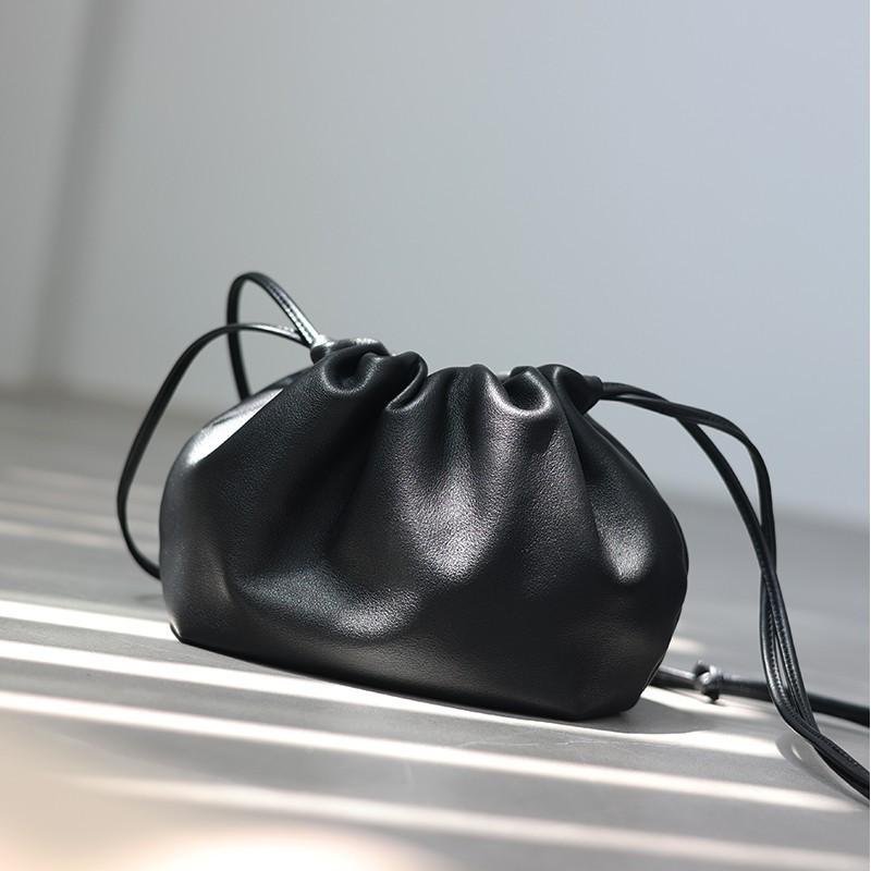 Celebrità di Internet Borsa a Pieghe Morbida in Pelle di Mucca a Forma di Raviolo Pochette Monocolore alla Moda Monospalla a Tracolla Cena Nuvola Femminile