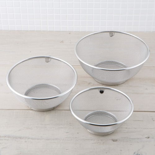 Kai Brand Bowl Colander (Mesh) 6 Piece Set Cookware for Single Living 18cm / 21cm / 24cm Stainless Steel Stackable Storage Integrated Type