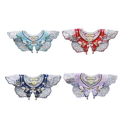 Hanfu Shawl False Collar Yunjian Embroidery Pearls Floral Detachable Collar Traditional Chinese Hanfu Accessories