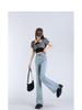 Women's High-Waisted Light Blue Micro-Flared Jeans - 2024 Spring/Autumn Versatile Long Pants.