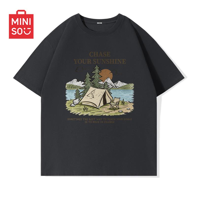 MINISO Men's Summer Loose Fit Crew Neck T-Shirt
