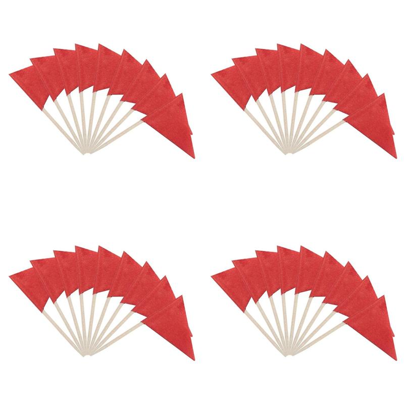 HHO-400 шт. Сплошные красные флажки-зубочистки Маленькие мини Однотонные красные палочки Топперы для кексов Флажки DIY Украшение красный