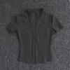 Camiseta de Yoga de Verano con Cremallera para Mujer - Manga Corta, Ajuste Ceñido, Ideal para Correr, Pilates y Fitness