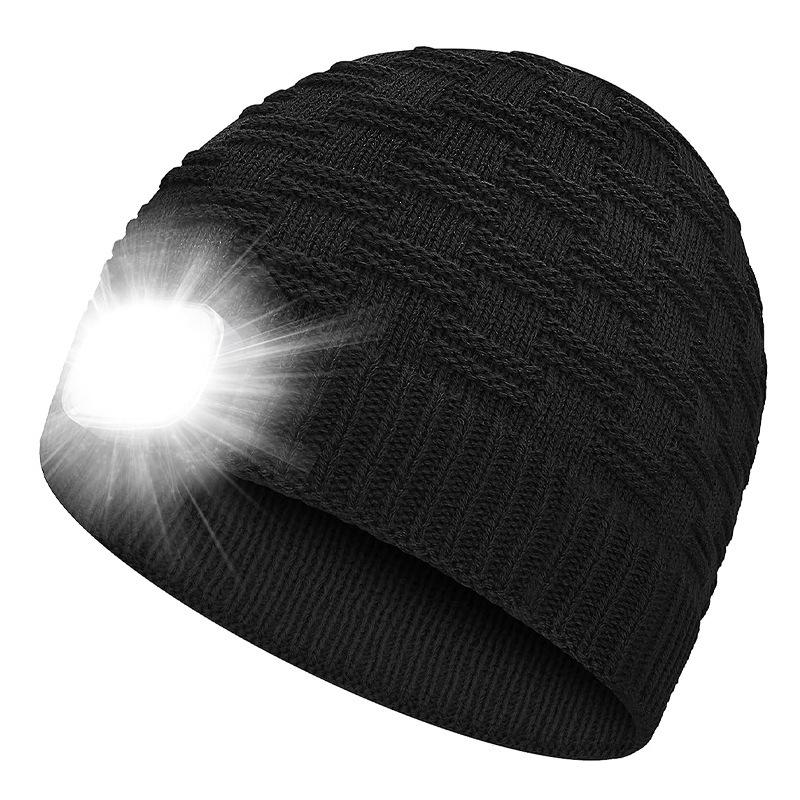 Luminous LED Knitted Hat: Warm Outdoor Sports Headlamp Cap for Night Running and Travel