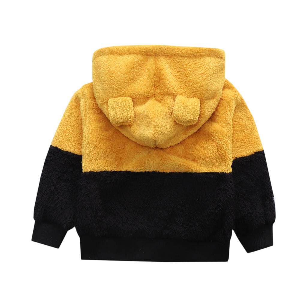 Kids' Color Block Hoodie Plush Winter Top