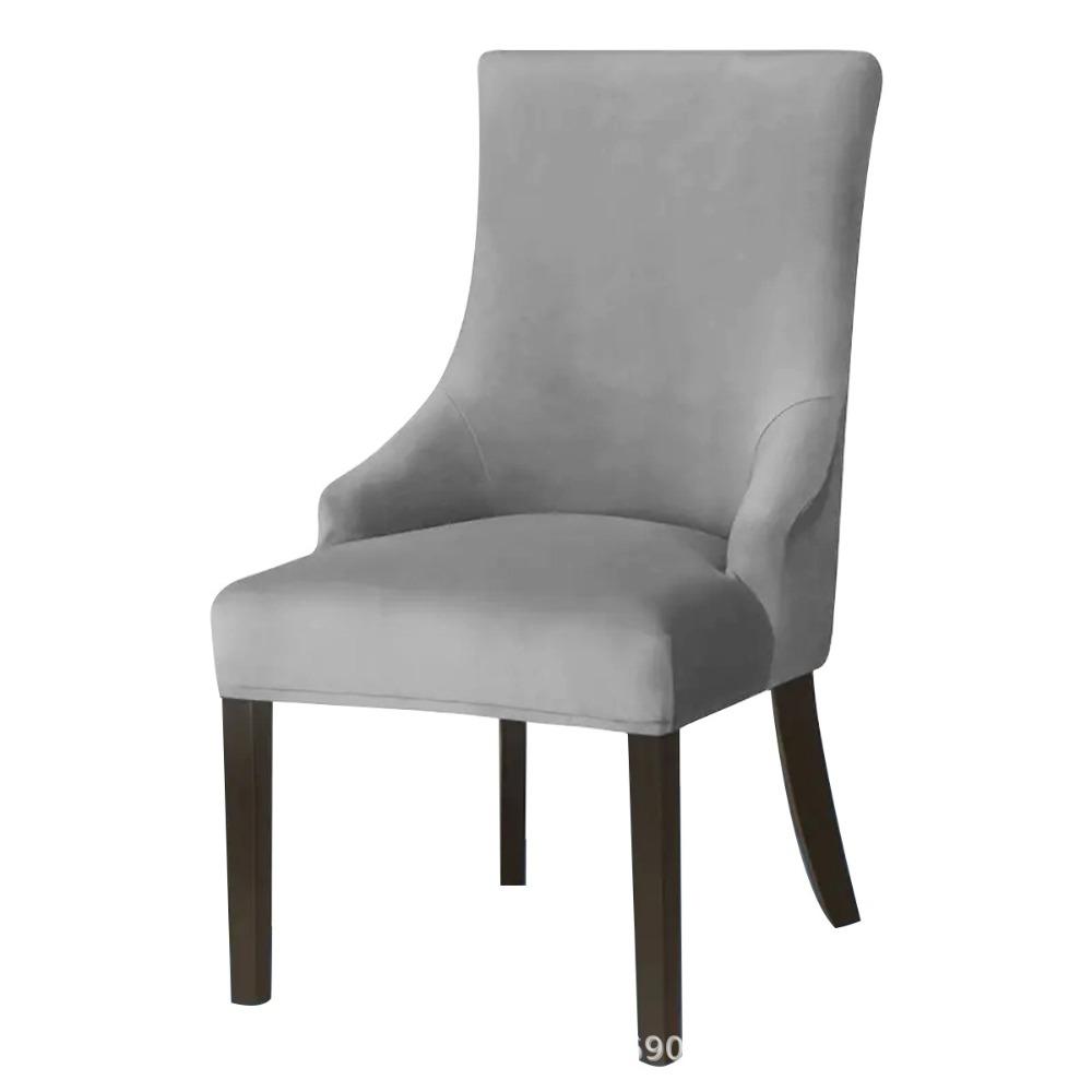 Velvet Dining Chair Cover Strech Elastic Chair Covers High Back Sloping Arm Spandex Chairs Slipcovers For Banquet Home Decor