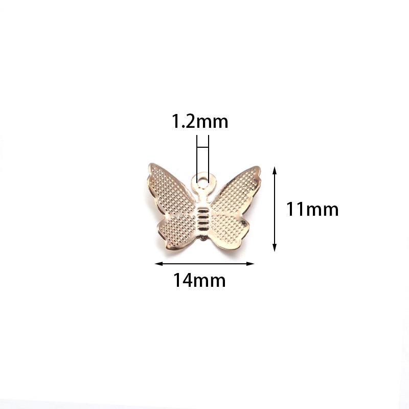50ks/šarže Železo 14x11mm Motýlí přívěsky pro výrobu šperků Motýlí filigránové obaly Konektory Přívěsek DIY Náušnice Náhrdelník