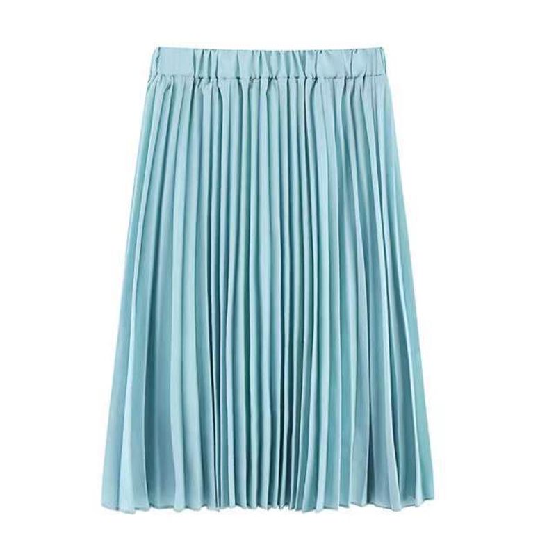 Solid Color Elastic Waist Half Length Skirt Solid Elastic Waist Skirt