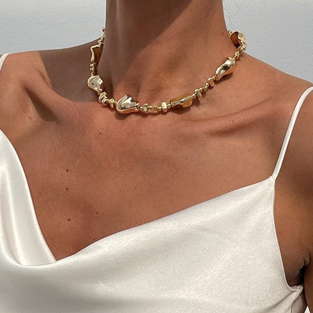 Boho Love Heart Choker Geometric Clavicle Chain Simple Bead Necklace  Girl