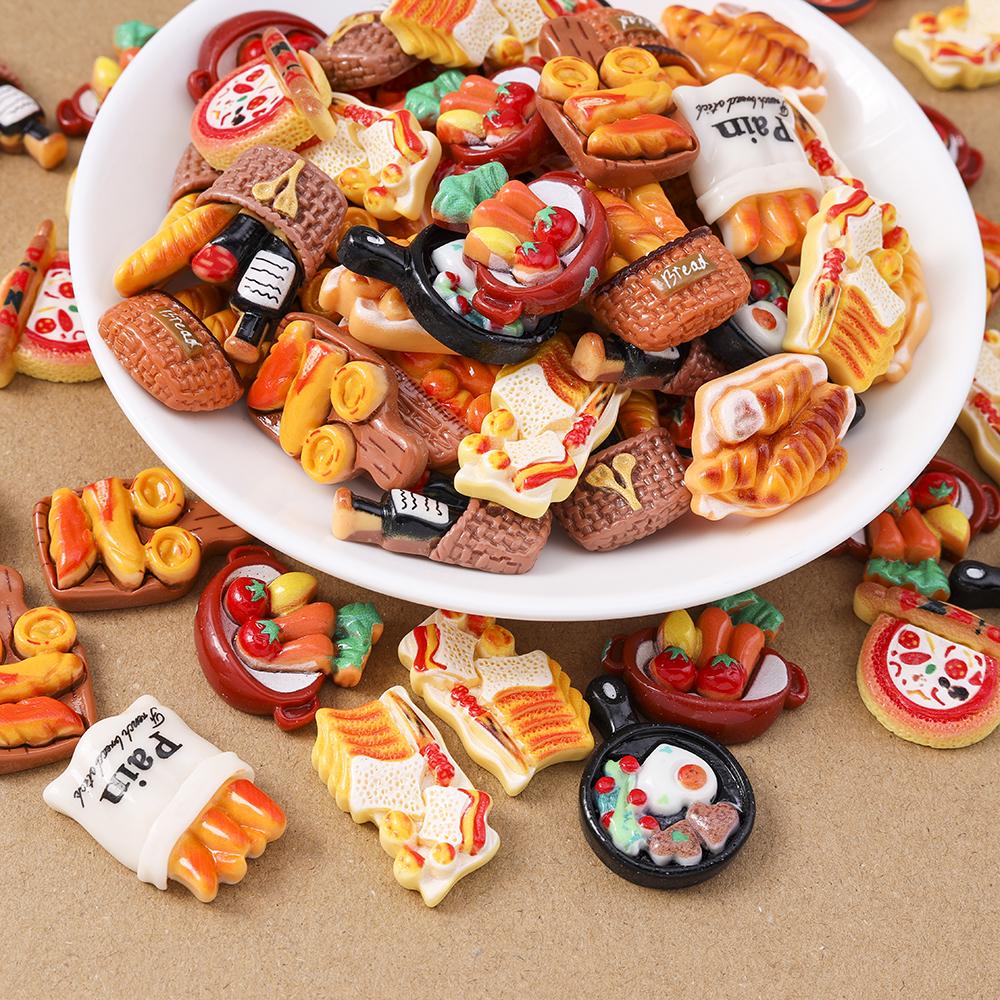 15pcs Mix Cute Resin Doughnut Bread Flatback Cabochon Scrapbooking for Girls DIY Hairpin Headband Embellishments Birthday Gifts