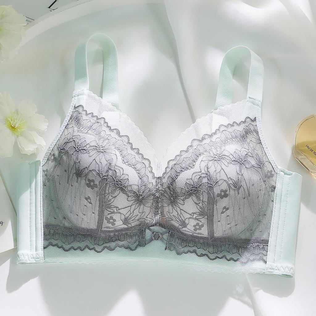 Elegant Cartoon Lace Bra for Women - Small Bust Lift, Side Support, Anti-Sagging, Wire-Free Design