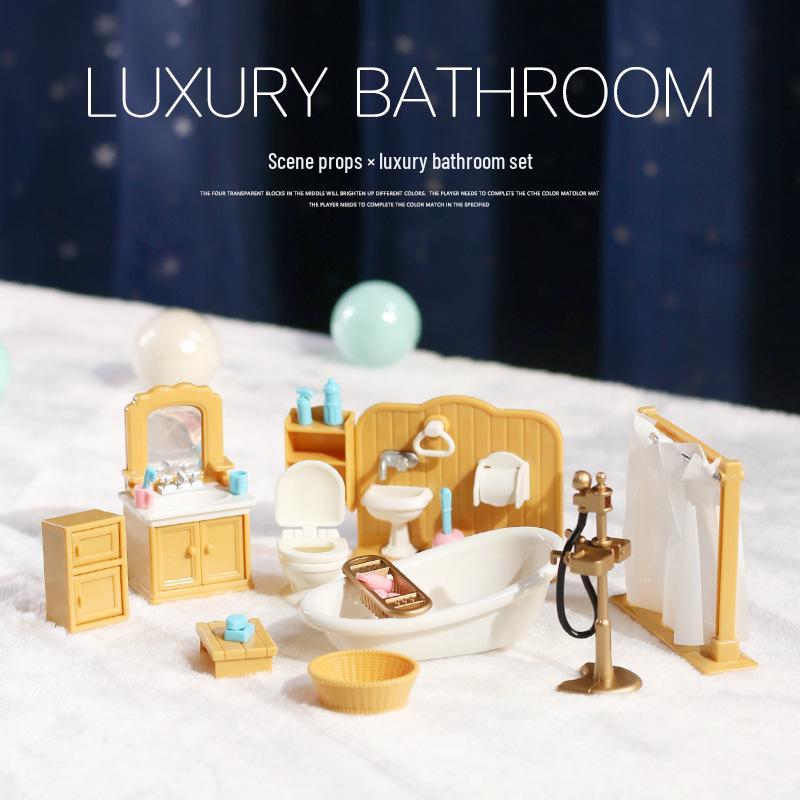 Mini Dollhouse Accessories: Bedroom & Kitchen Play Furniture Set