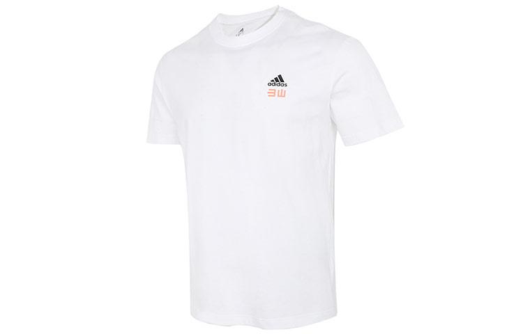 Adidas T Shirts Unisex White Crew Neck Moderate Straight Fit GN7335 L