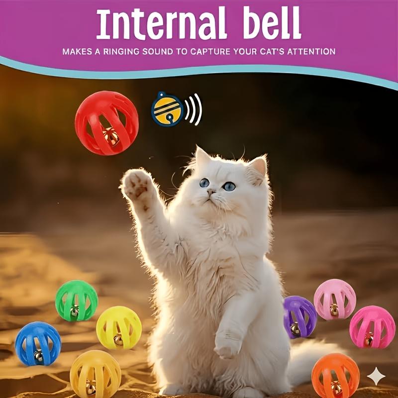Cat Toy Jingle Ball - Hollow Plastic Ball Suitable for Indoor Play, Multi-Color Jingle Ball with Jingles for Chase & Kicking Fun