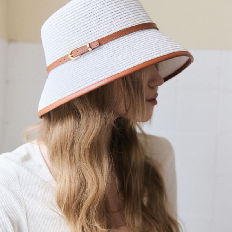 

Шляпа Панама из ротанга с плоской тульей ) H022WH white