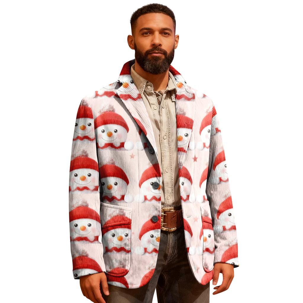 Herren Hässlicher Weihnachten Kord Warmtaschen Anzugjacke Strickjacke Herren Freizeitanzug