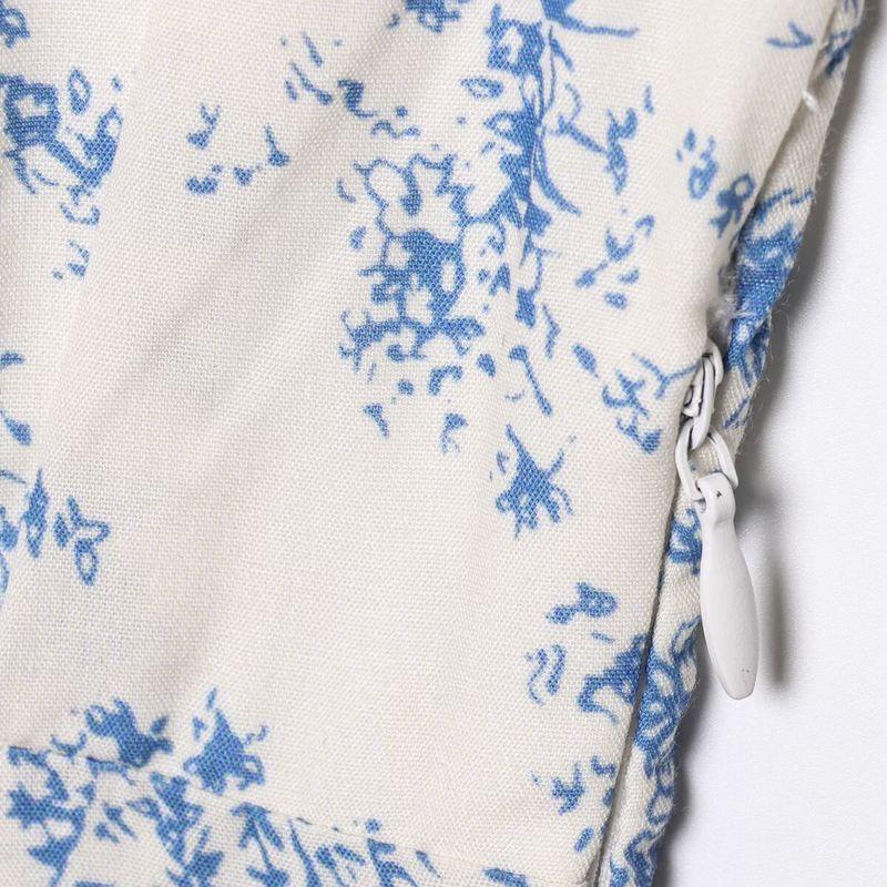 Kaslead New Women Clothes Western Style Waist Hugging Blue and White Porcelain Print Bandage Split Short Sleeve Dress Long Dress