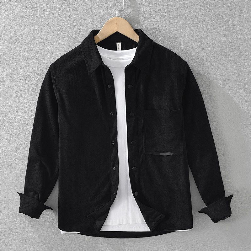 Spring and Autumn New Japanese Style Corduroy Long Sleeve Shirt Men's Loose Casual Hong Kong Version Thickened Shirt Jacket