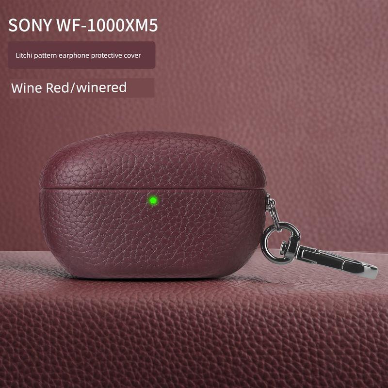 

Shell Wf-1000 XM5 Shatter-resistant Hard Sony Protective Case Creative Personality Orange Wf-1000xm5 Leather Shatter-resistant Earphone Sleeves Tide Sony WF-1000XM5 Dark purple [lychee pattern]]