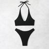 2Pcs/Set Women Bikini Set Halter Adjustable Straps Bra High Waist Hip Covering Bottoms Heart