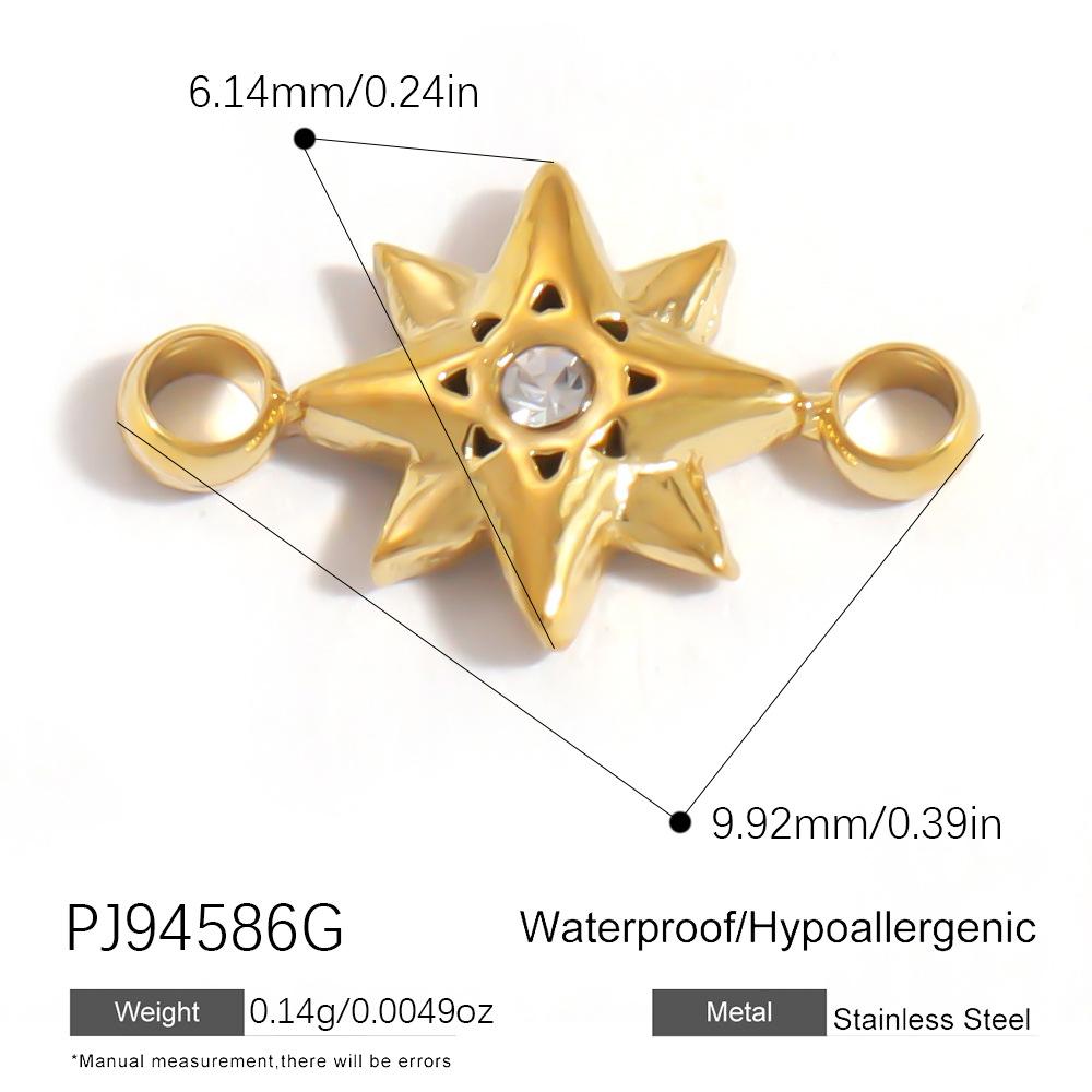 Waterproof Hypoallergenic DIY Jewelry 18K PVD Gold Plated Stainless Steel CZ Star Moon Heart Bow  Charms Pendants Bulk