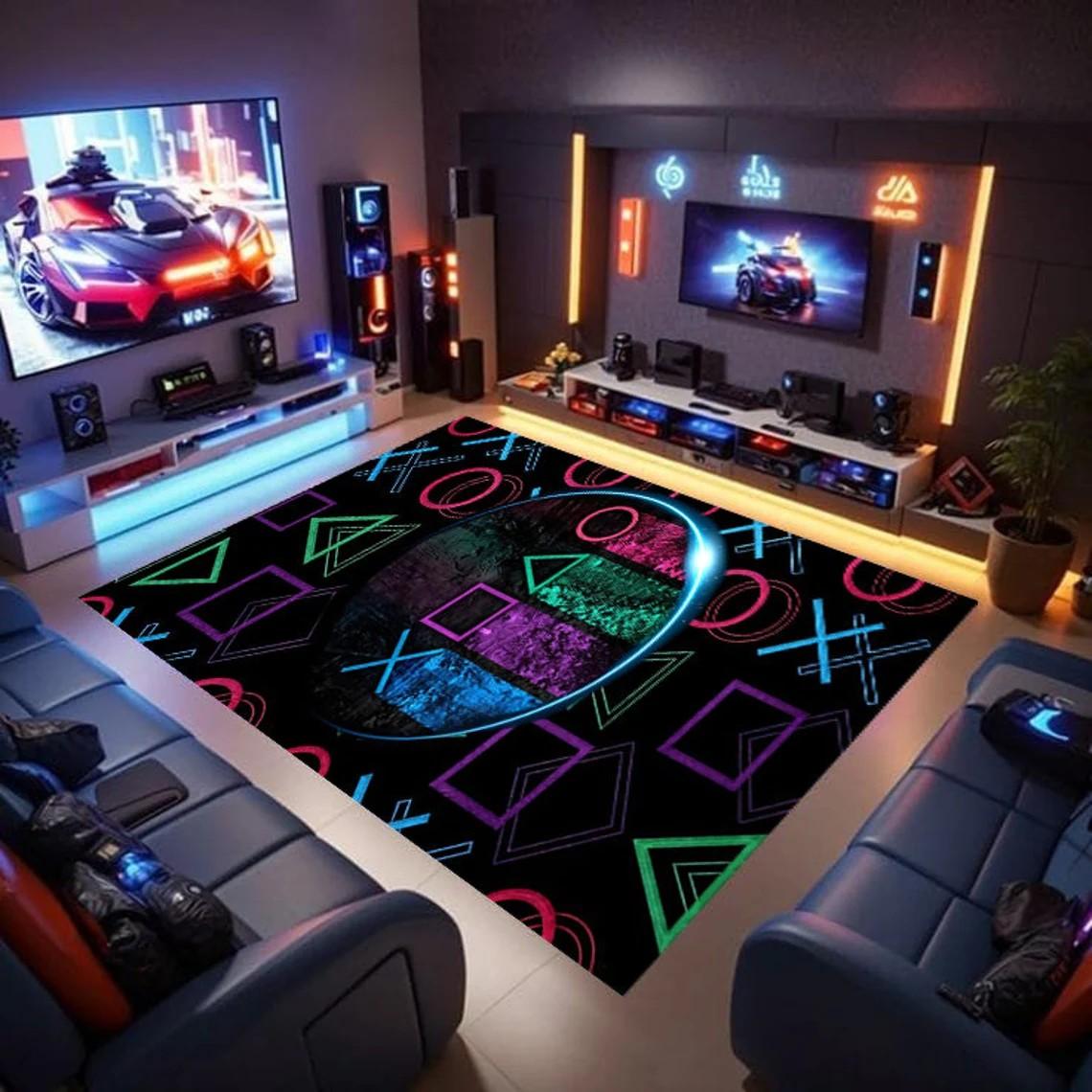 Gamer Rug Children's Room Carpet Cool Game Controller Doormat Home Living Room Bedroom Floor Mat Teens Dorm Hippie Style Mat