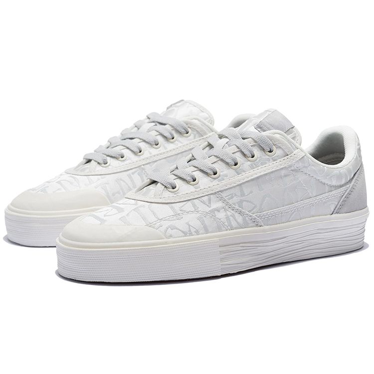 LiNing 50/50 Soft Elastic Skateboard Culture Low-Top Sneakers Women sneakers White Gray AECS040-2