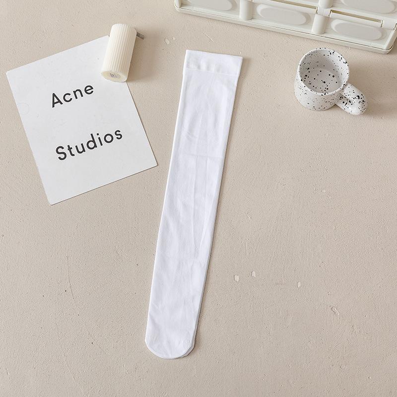 Velvet Calf Socks Women'S Black And White Summer Ultra-Thin Long Knee Socks Solid Color Japanese Jk Socks One Piece Hair