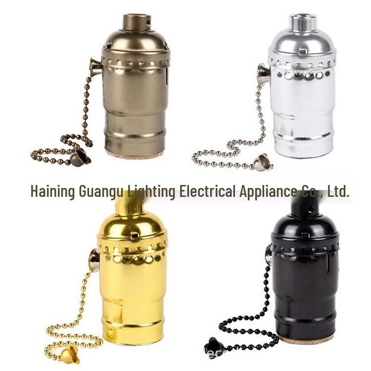 Edison Pull Chain Vintage Lamp Holder Socket, E26/E27 Aluminum Decorative Fixture