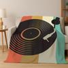 Retro Płyta Winylowa Muzyka DJ Taśma Koc Flanelowy Miękki Ciepły Koc Kocyk do Sypialni Salonu Łóżka Podróży Pikniku Prezent