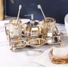 Glass Lotion Bottle Clear Crystal Bathroom Set Wash Supplies Toothbrush Holder Cup Soap Box Shampoo Bottle Soap Dispenser Set