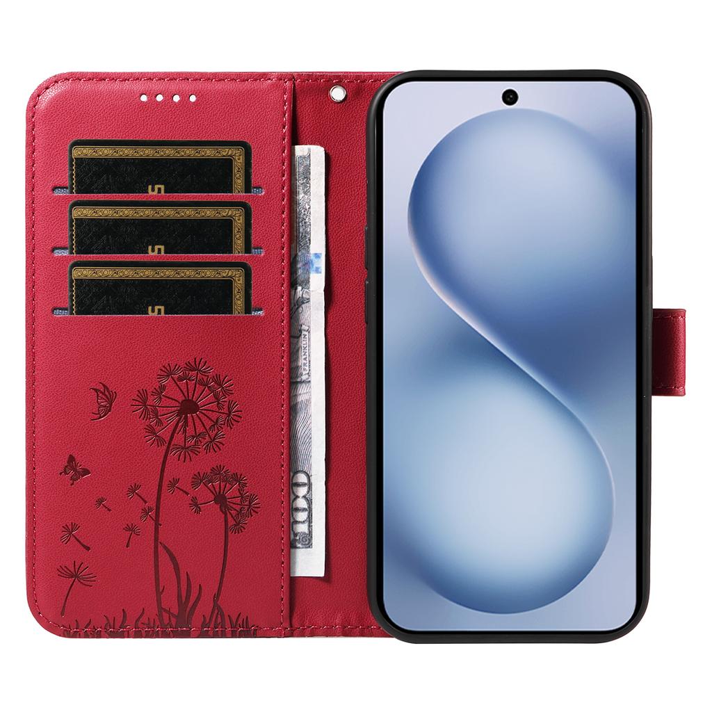For vivo X200 FE 5G/vivo S30 Pro mini 5G Leather Wallet Case with Strap Dandelion Imprint Phone Stand Cover