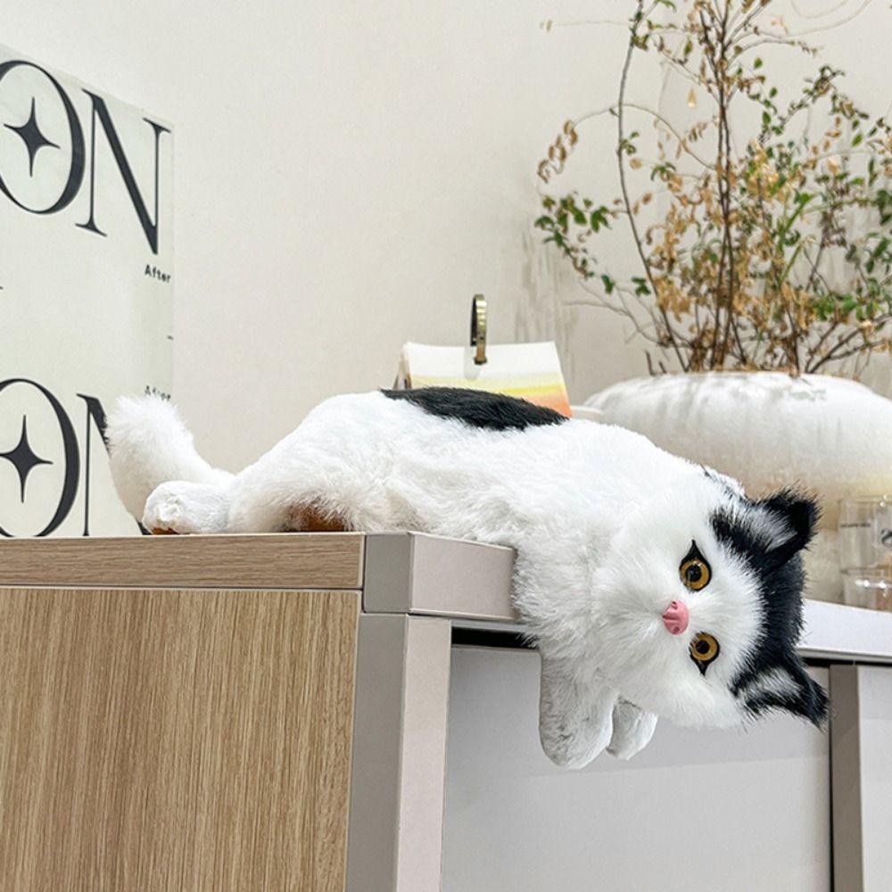 Lifelike Realistic Cat Stuffed Doll Decoration Lifelike Cat Plush Toy  Home Decor