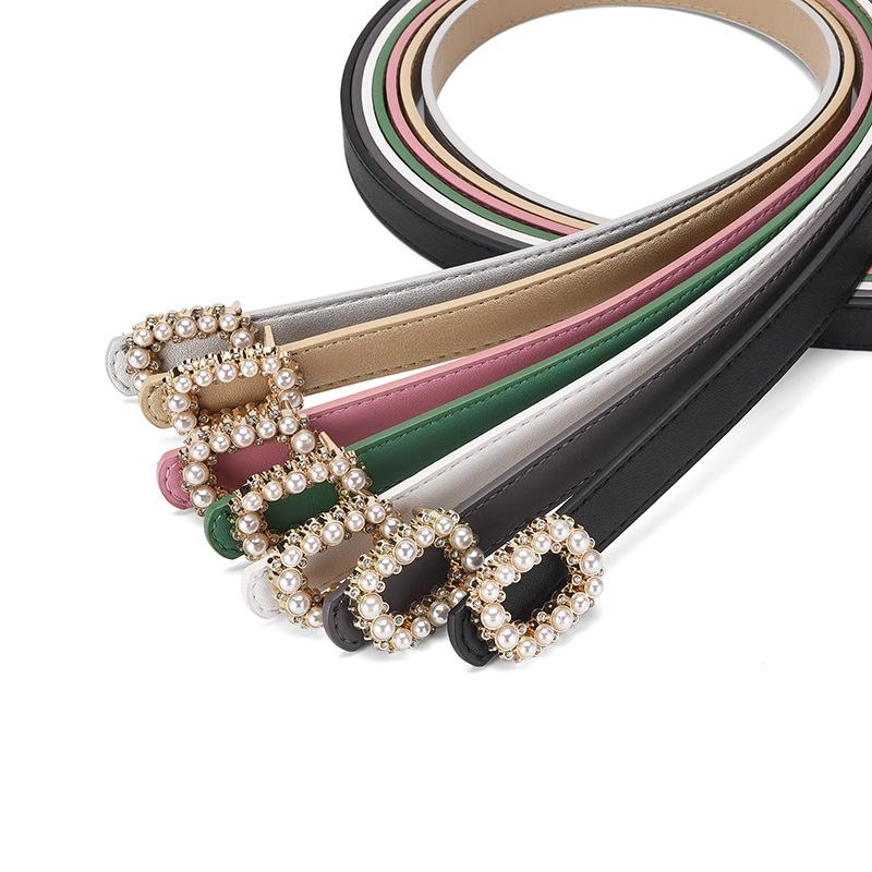 High-End Minimalist Pearl-Inlaid Buckle Belt Perfect for Dresses Stylish and Elegant Decorative Sweater Belts for Women