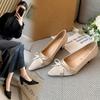  Fat Mm Temperament Black Bow Single Shoes Light Mouth Satin High Heels Plus Fat Wide Large Size Women's Shoes