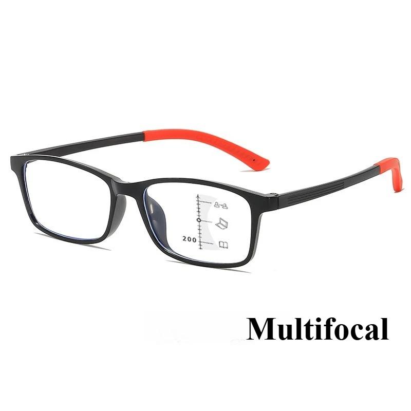 Neutral Classic Square Frame Multifocal Reading Glasses Ultralight Sports Anti-Slip Anti-Blue Light Presbyopia Glasses