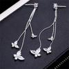 Korean Fashion Zircon Butterfly Tassel Earrings Trendy Crystal Zinc Alloy Color Rhinestone Pendant Earrings Party Zircon