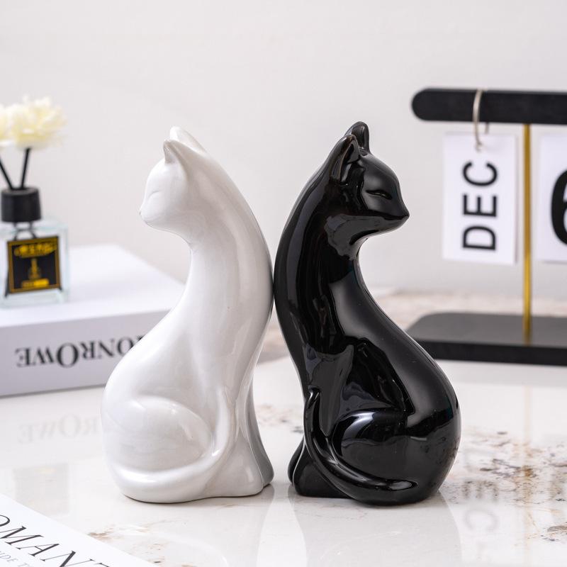 Ceramic Small Ornaments Black and White Cat Ornaments