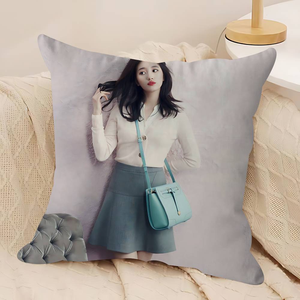 

Actress B-Bae S-Suzy Personalized Pillow Dust Cover Bedroom Kids Party Decoration Pillowcase Birthday Children Gift 12x12Inch
