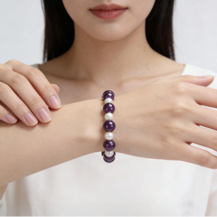 Amethyst Li Fire Nine-Character Pearl Bracelet for Women - 2025 Trendy Style
